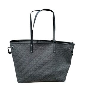 Michael Kors Black MK Logo Jet Set Travel Tote